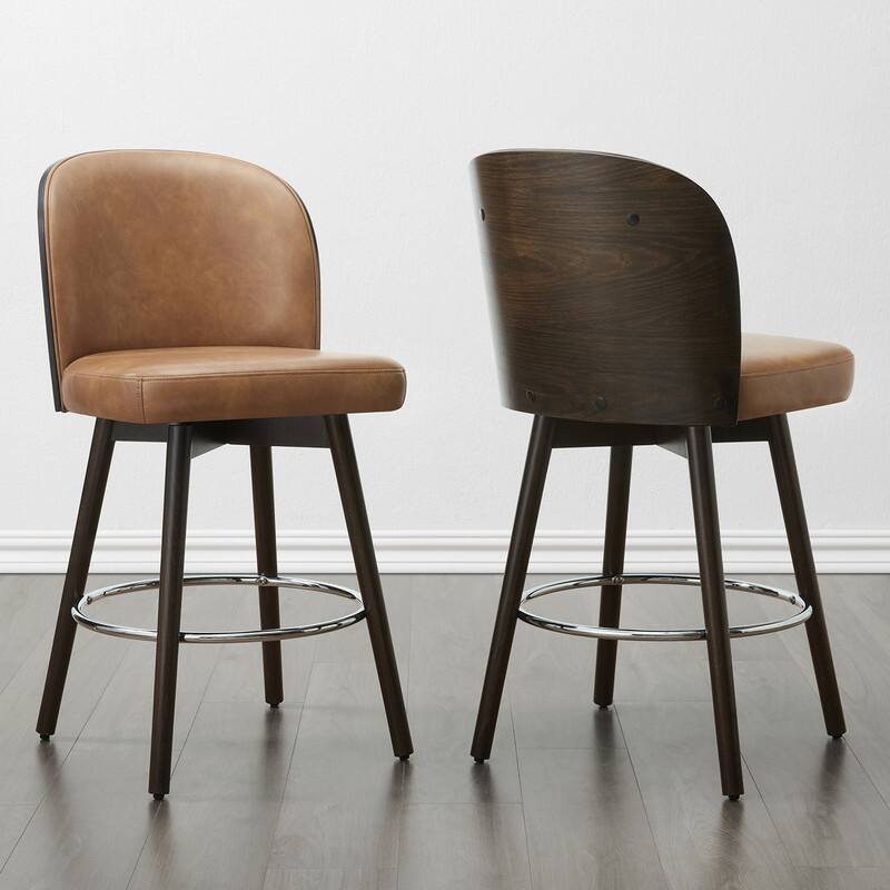 Spruce & Spring Jacob Mid Century Modern Swivel Counter Stools Bentwood Back