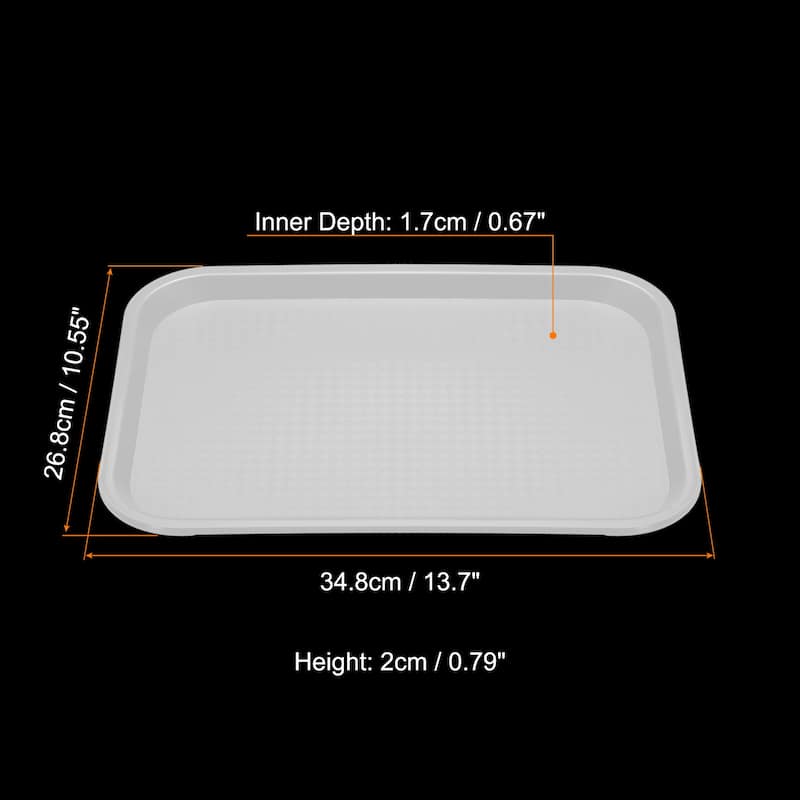 Fast Food Tray, PP Plastic Multi-Purpose Rectangle - 14x11" - White