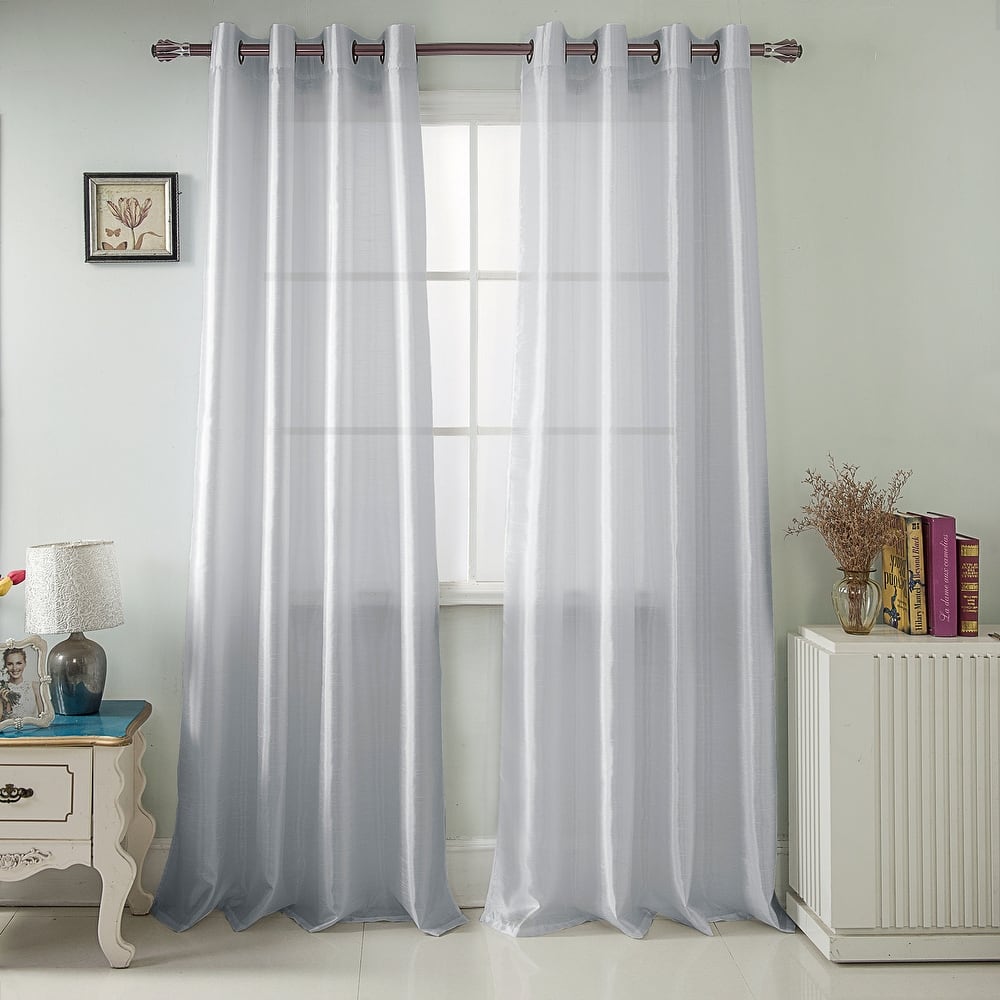 Nancy Faux Silk 63-inch Grommet Curtain Panel - 54 x 63 in. - 54 x 63 in.