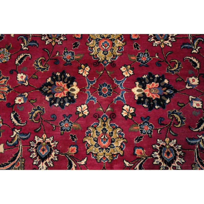 Hand Knotted Oriental 100% Wool Carpet Traditional Floral Pink Tabriz Area Rug - 10' 5'' X 7' 0''