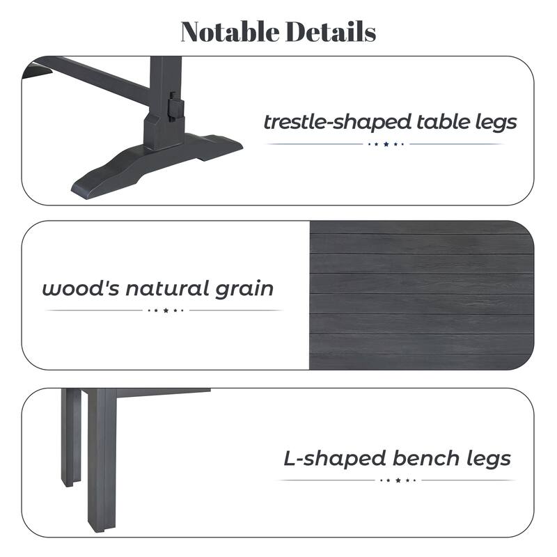 3-Piece Rustic Retro Dining Table and Chair Sets Home Party Dining Table and Chair Sets for Kitchen Garden Dining Room