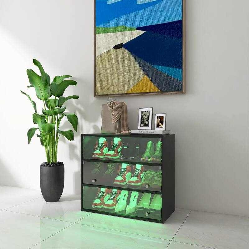 3-Layer LED Light Shoe Box with Glass Door
