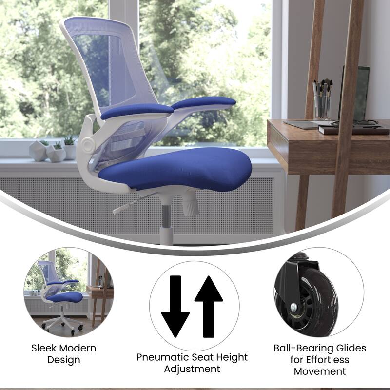 Ergonomic Swivel Task Chair with Roller Wheels & Flip Up Arms