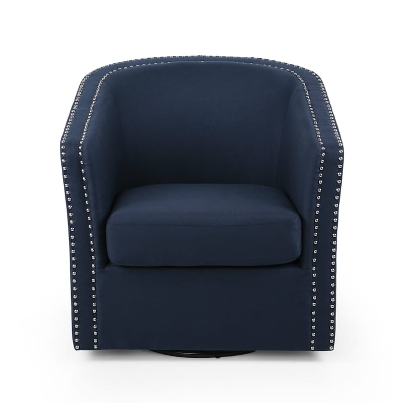 Blue 31.25" Upholstered Swivel Club Chair