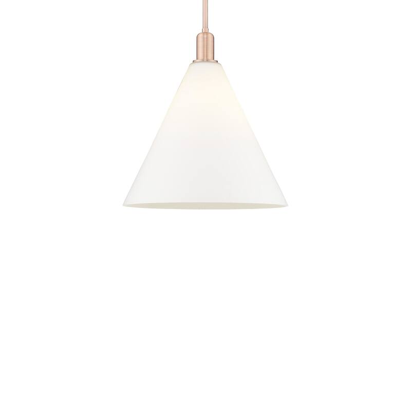 Innovations Lighting 716-1S-18-16 Berkshire Glass Pendant Berkshire - Antique Copper / Matte White