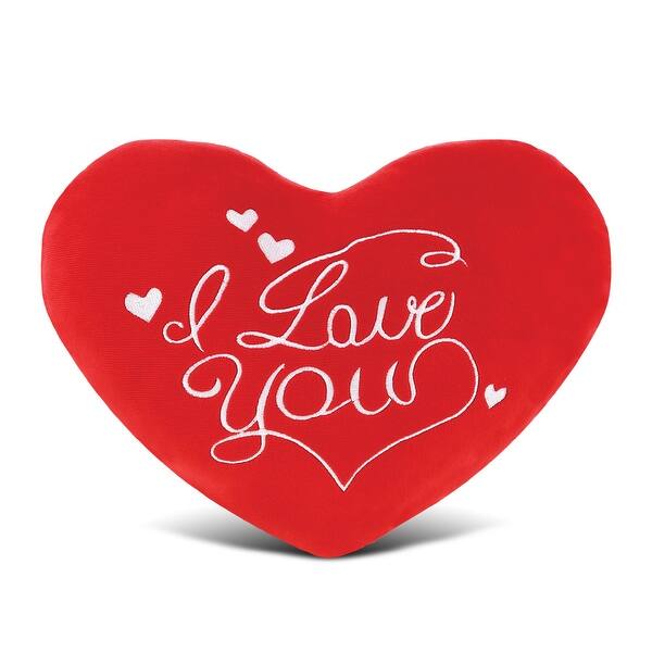 DolliBu I Love You Plush Red Heart Pillow - Fluffy Decorative Heart