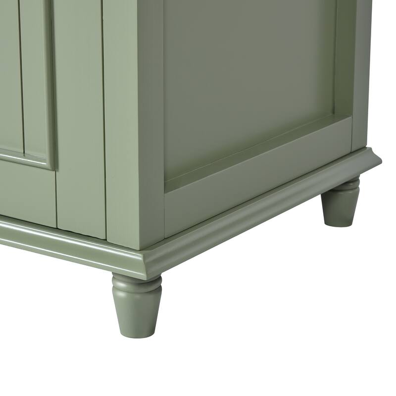 30-Inch Green Bathroom Vanity with Ceramic Sink, Roman Legs, Adjustable Soft-Close Hinges, and Ample Storage