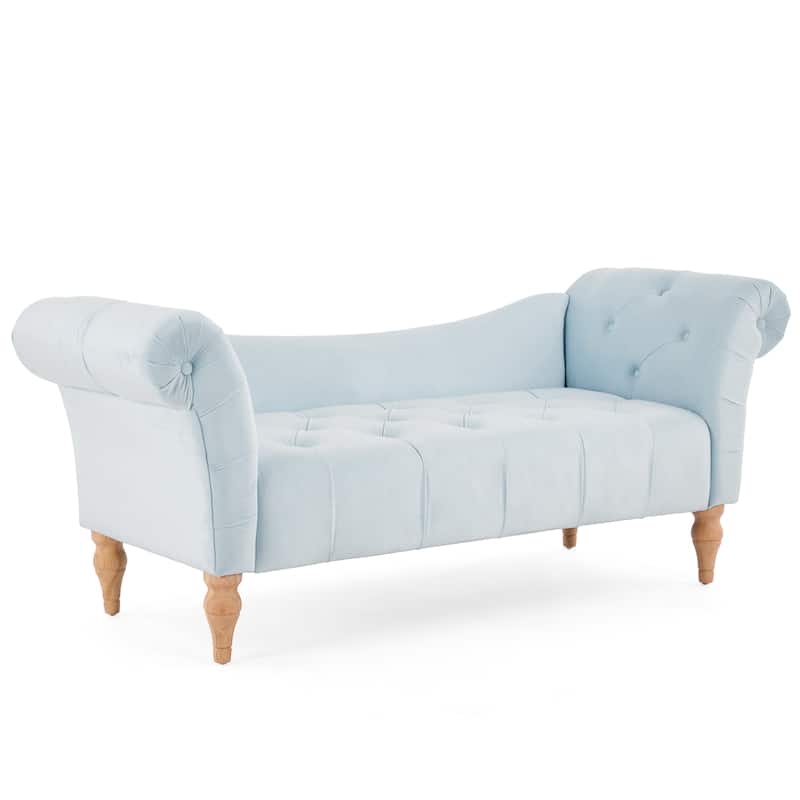 Christopher Knight Home - Larkspur Velvet Upholstered Bench with Rolled Arms and Button Tufting