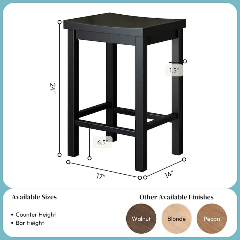 Now Furniture Solid Wood Backless Saddle Seat Counter Height Stool