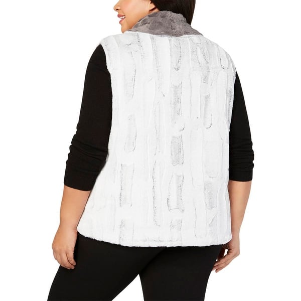 Shop Alfred Dunner Womens Plus Outerwear Vest White Faux Fur