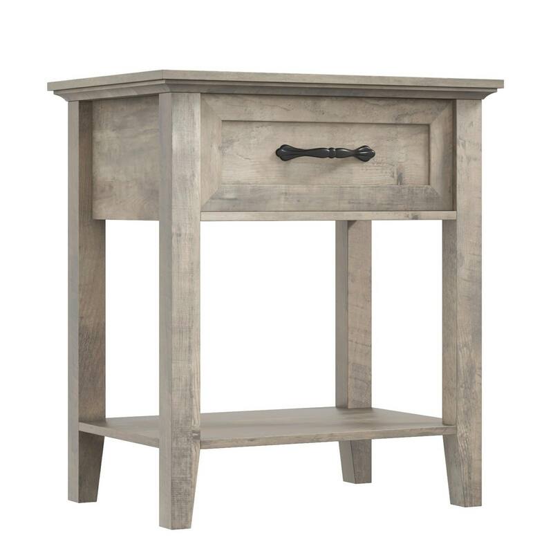 Nightstand, End Table with Storage Drawer, Shelf