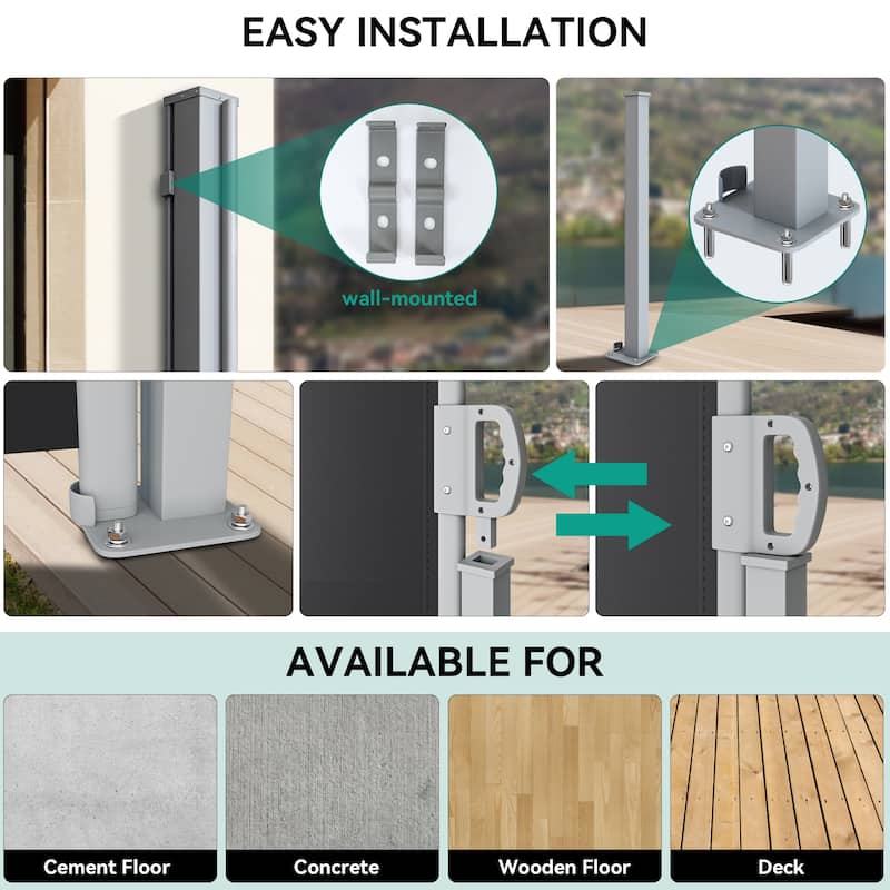 9.8' W Durable Side Retractable Awning for Outdoor Spaces