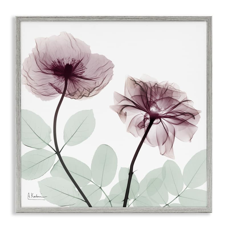 Stupell Delicate Floral Bunches Framed Giclee Art Design By Albert Koetsier - 12 x 12 - Grey