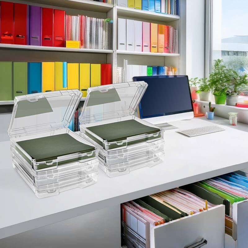 Sorbus Set of 6 Wide Hanging File Organizer Bin, Interior 10"x12" Clear Plastic Stackable for Document Storage