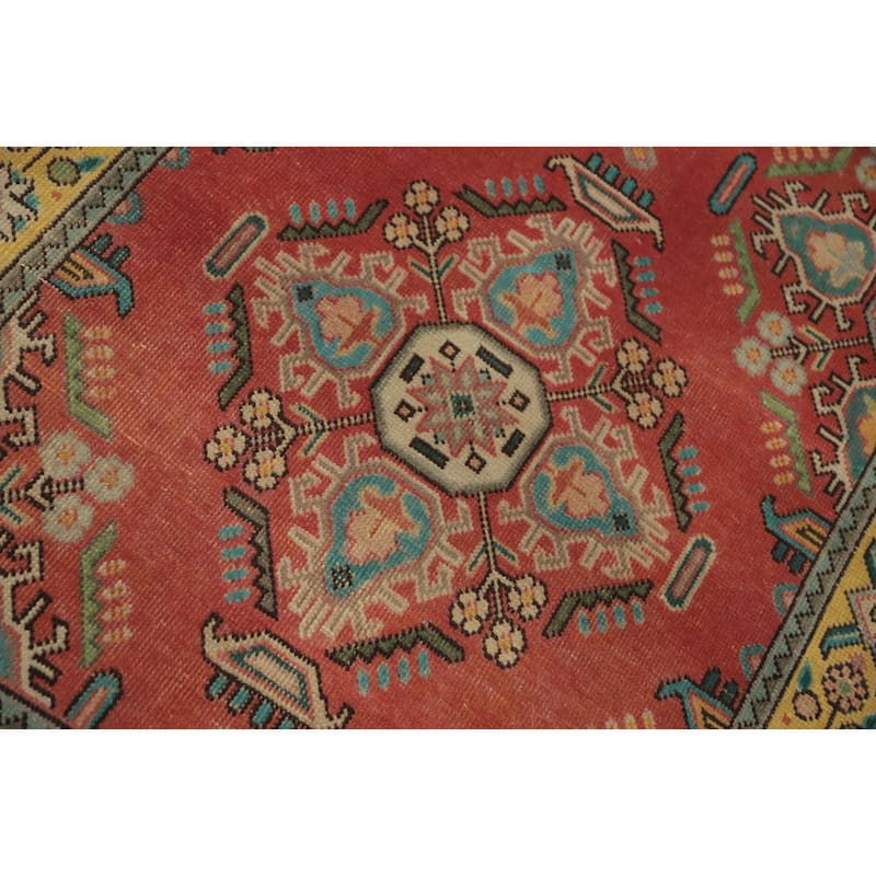 Hand Knotted Oriental 100% Wool Carpet Traditional Geometric Oranges & Rust Tabriz Runner Rug - 16' 2'' X 3' 1''