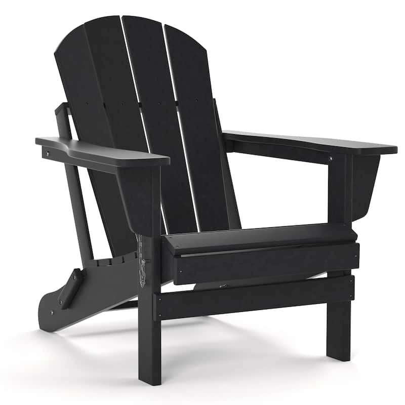 Poly Outdoor Adirondack Chair - Foldable All Weather - Black