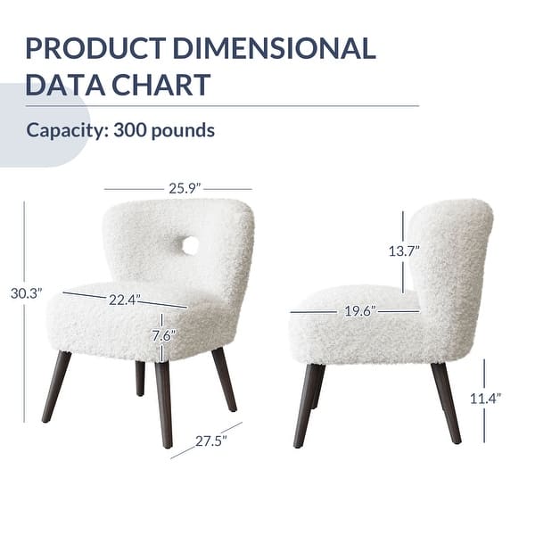 BELLEZE Modern Sherpa Accent Chair with Solid Wood Legs - White