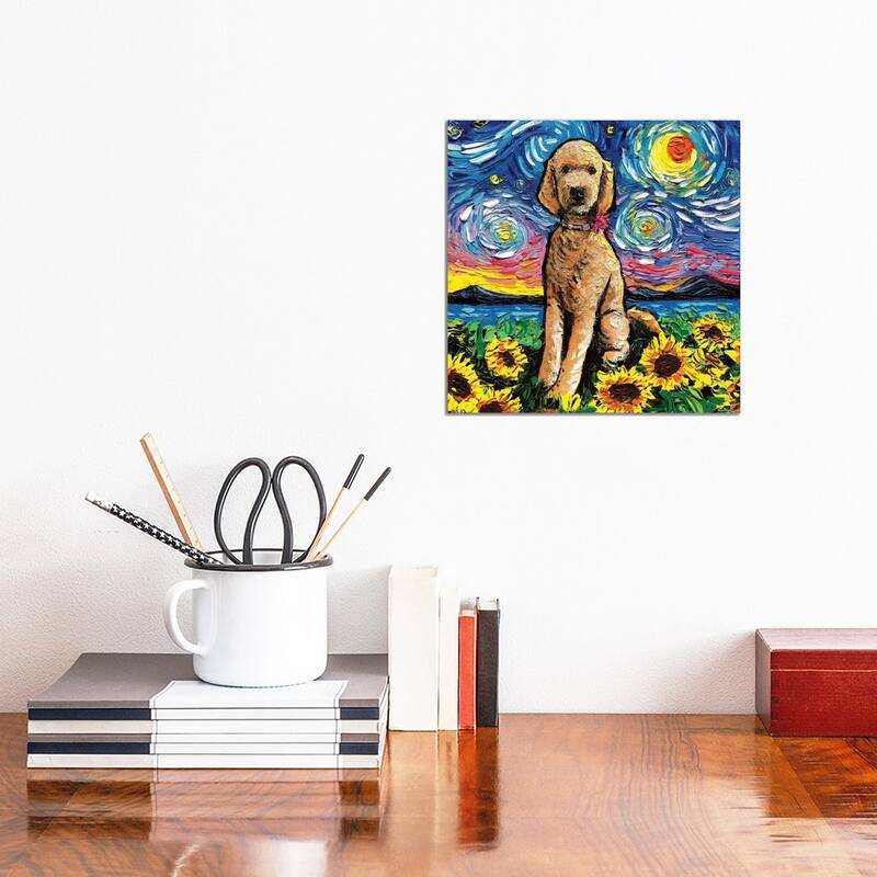 iCanvas "Goldendoodle Night II" by Aja Trier Canvas Print - 12x12x1.5