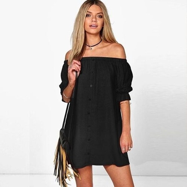 black dress for beach