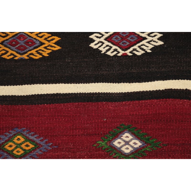 Hand Woven Oriental 100% Wool Carpet Southwestern Tribal Red Kilim Area Rug - 10' 5'' X 6' 0''