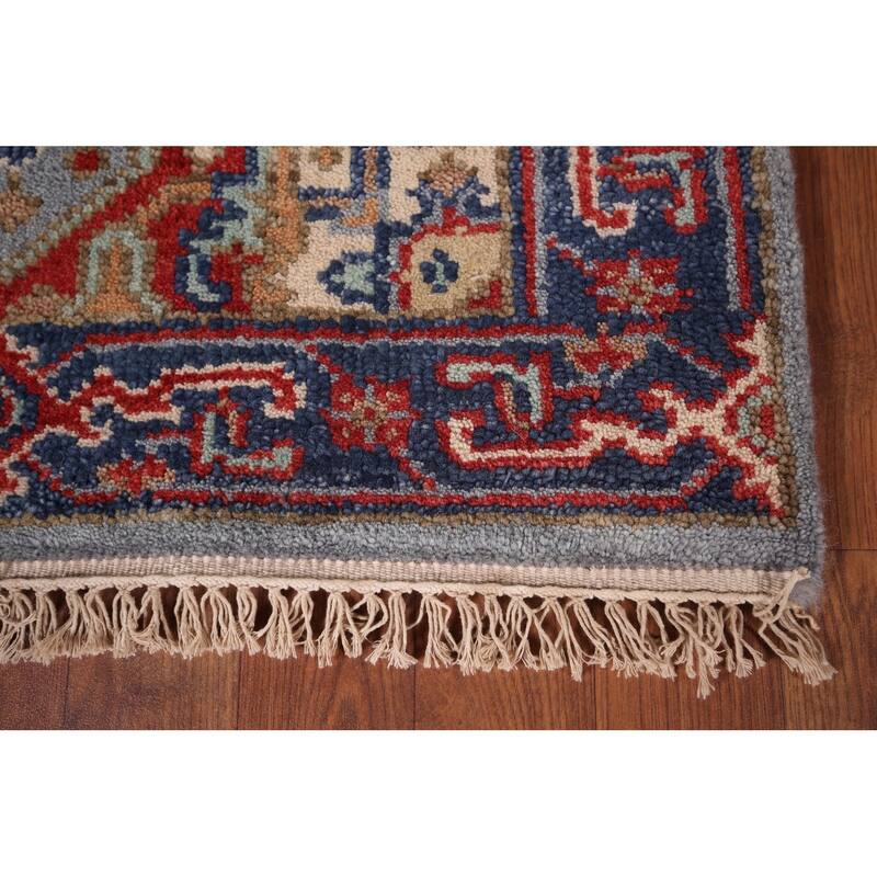 Blue Gray Heriz Serapi Oriental Runner Rug Hand-Knotted Wool Carpet - 2'7"x 8'0"