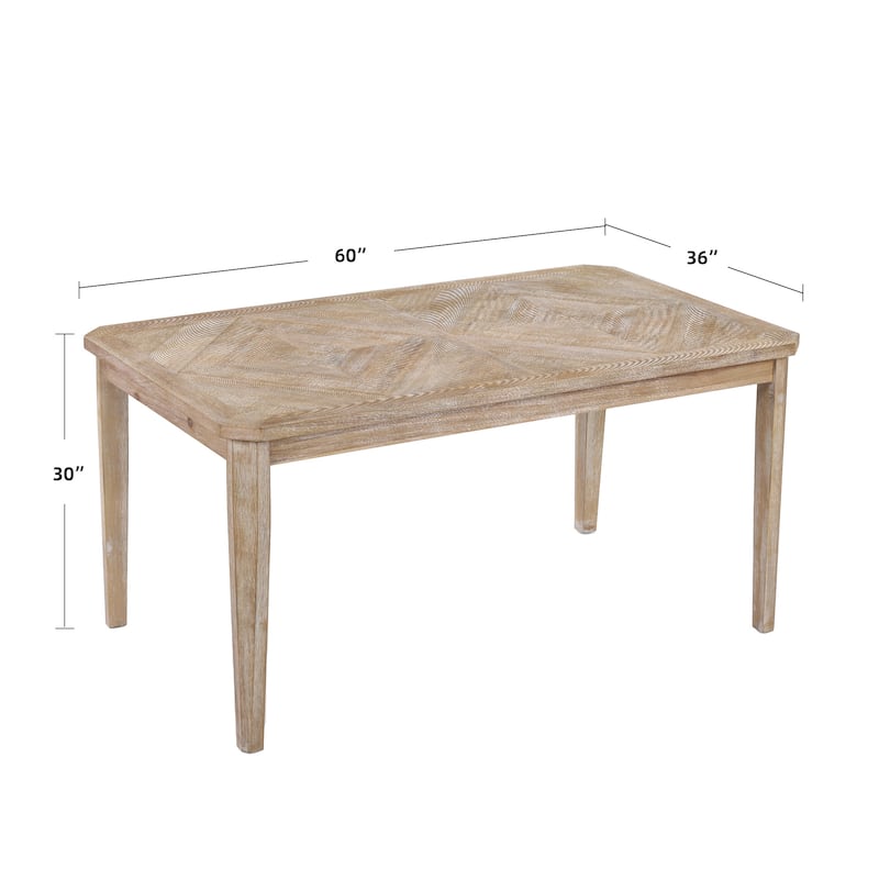 Minimalist 6-Piece Oak 60" Length Dining Set(1 Dining Table+4 Upholstered Chairs+1 Bench)