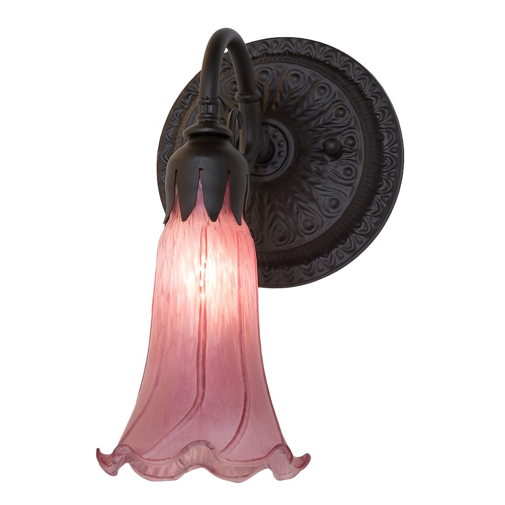 5.5" Wide Lavender Tiffany Pond Lily Wall Sconce - N/A