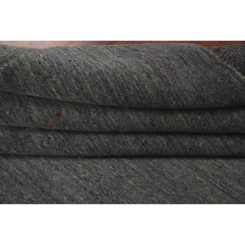 Gray Gabbeh Oriental Area Rug Wool Carpet - 8'0"x 9'8"
