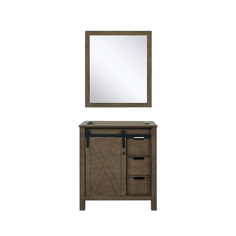30" Vanity Cabinet with Mirror Included, 3 Drawers and Open Shelf Storage, Fully Assembled, Top Sold Separately - 30 in ,Rustic Brown ,Wood - Rustic Brown