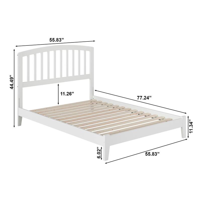 Richmond Full Low Profile Solid Wood Platform Bed Frame in White