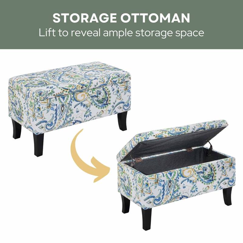 Upholstered Storage Ottoman with Hidden Storage Space for Compact Living, Seating, and Stylish Room Organization