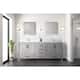 Jacques 80 in. W x 22 in. D Distressed Grey Double Bath Vanity, White Quartz Top, Faucet Set, and 30 in. Mirrors