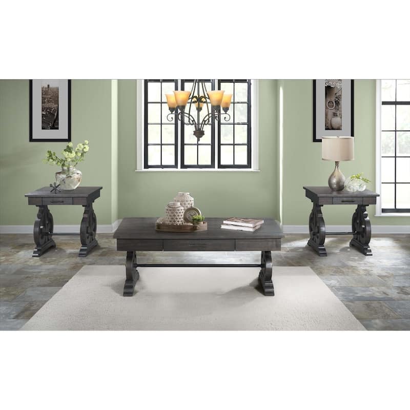 Contemporary End Table - Round Accent Table with Drawer, Chic Living Room Side Table, Smokey Walnut Finish, 22x22x24 - 24