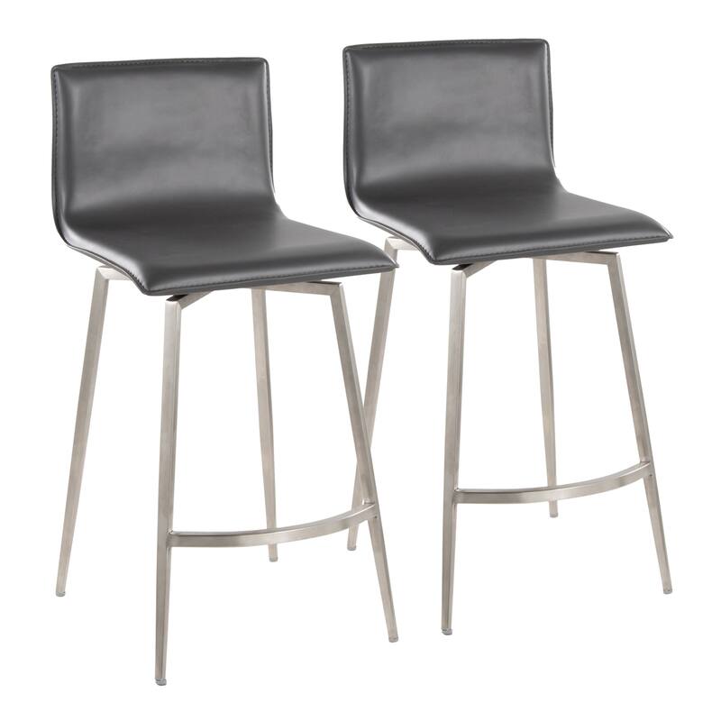 Porch & Den Mara Upholstered 26" Fixed-Height Counter Stool with Swivel (Set of 2)