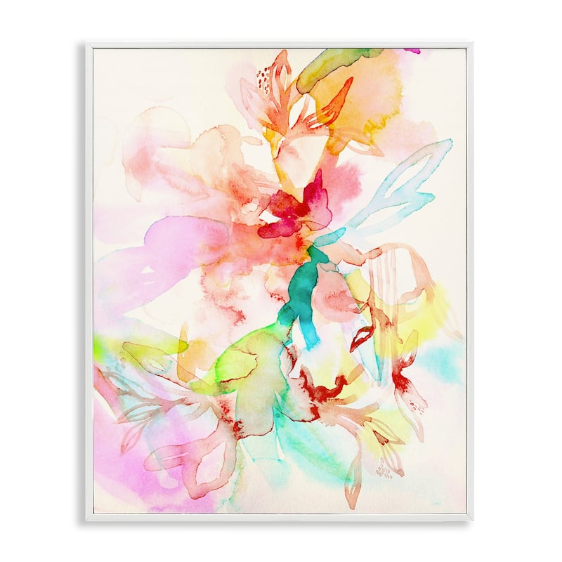 Stupell Abstract Watercolor Island Flowers Framed Giclee Art Design By Gemma Bardot - 16 x 20 - White
