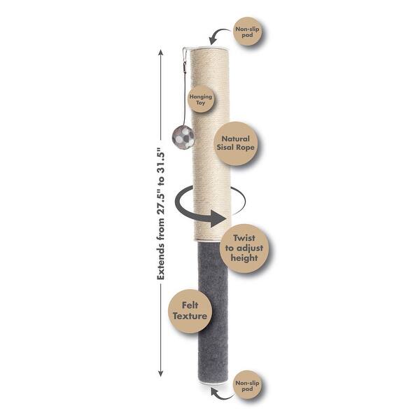 Hauspanther Scratch Pole Adjustable Undertable Cat Scratcher Bed