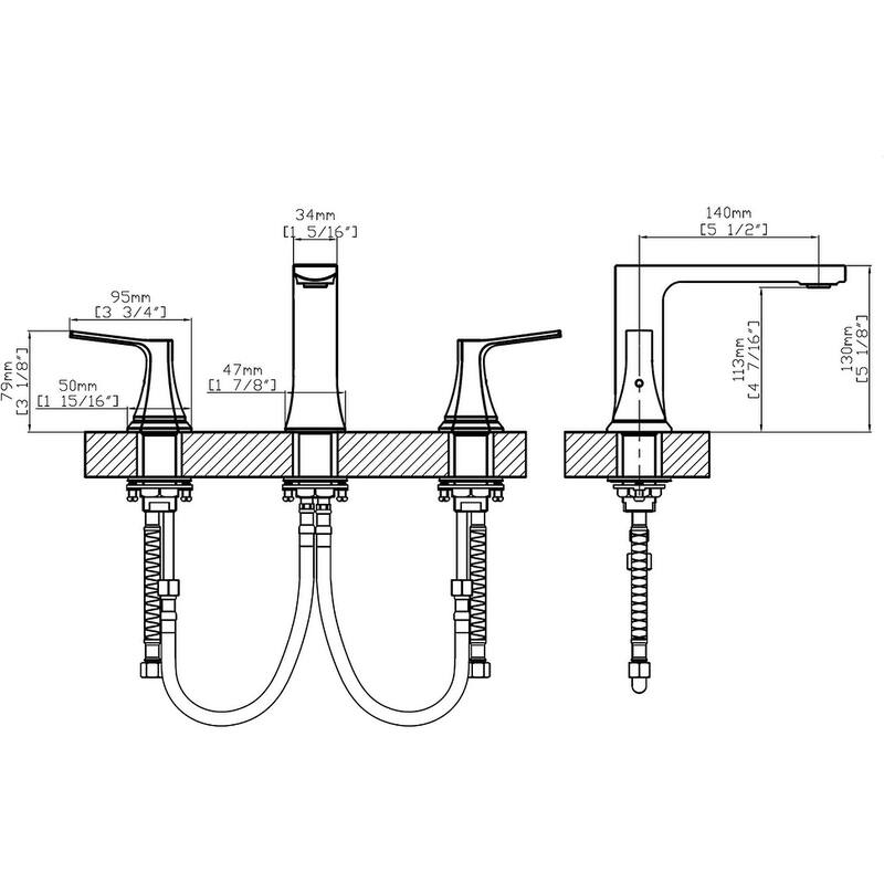 Dyconn Faucet Double-Handle 3 Hole Widespread Bathroom Faucet