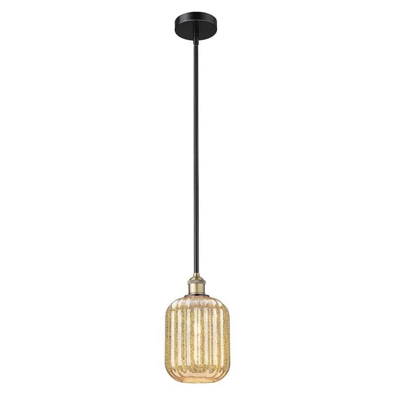 Innovations Lighting Endless Possibilities Edison - Preston - 1 Light 7" Jar Shade Stem Hung Mini Pendant - Mercury/Black Antique Brass