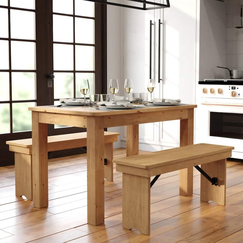 Rectangular Antique Rustic Solid Pine Farm Dining Table