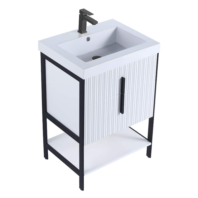 Fine Fixtures Serenity Modern Bathroom Vanity with White Gel Acrylic Top