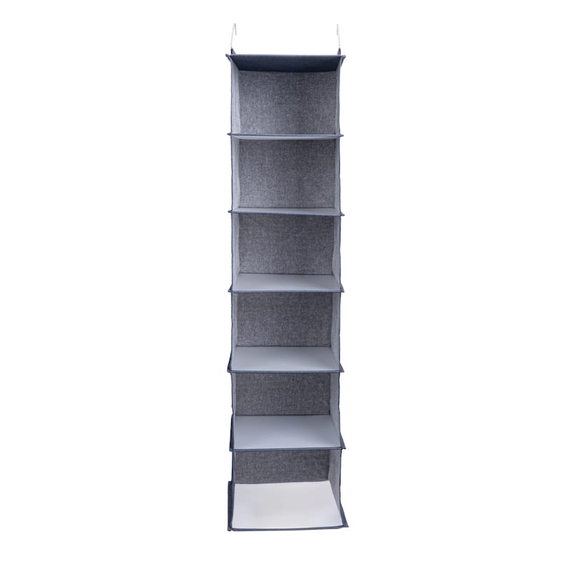 Household Essentials Hanging Cotton Blend Closet Organizer with 6 Shelves - 12.0"L x 12.0"W x 48.0"H