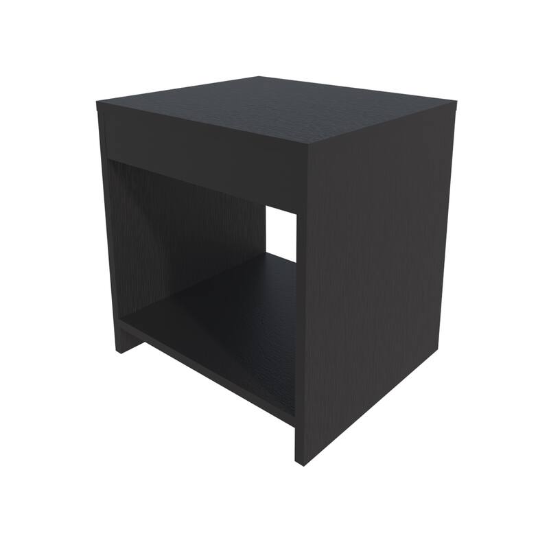 Black Modern Nightstand with Spacious Shelf, Compact and Durable