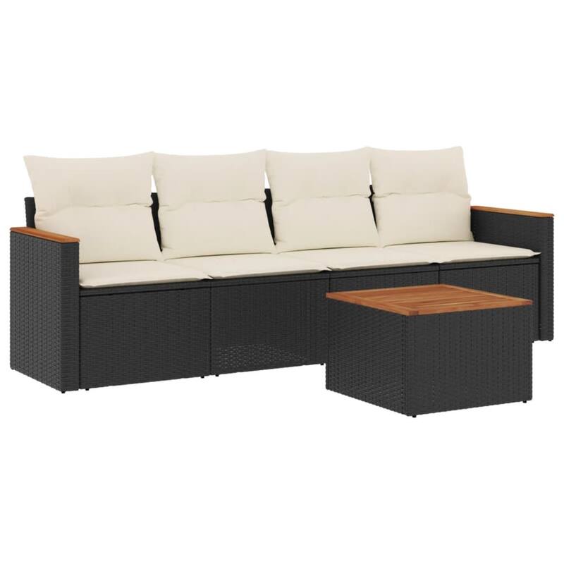 vidaXL Patio Sofa Set with Cushions Outdoor Conversation Furniture Poly Rattan