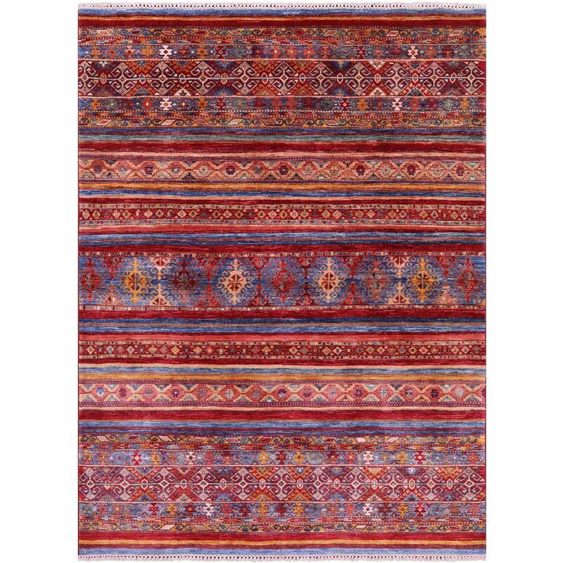 Golden Nile Khorjin Persian Gabbeh Handmade Wool Rug - 5' 8" X 7' 8"