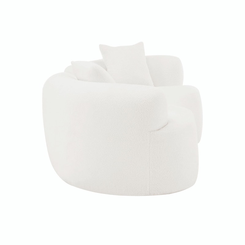 66.93" Curved Loveseat - White Full Compression Sponge Sofa with Teddy Velvet Fabric