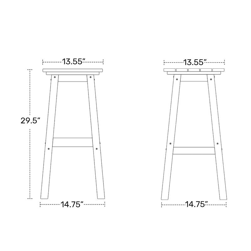 Polytrends Laguna Hdpe All Weather Outdoor Patio 29" Square Bar Stool (Set Of 2)