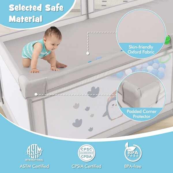 Large Baby Playpen with Pull Rings Ocean Balls and Cute