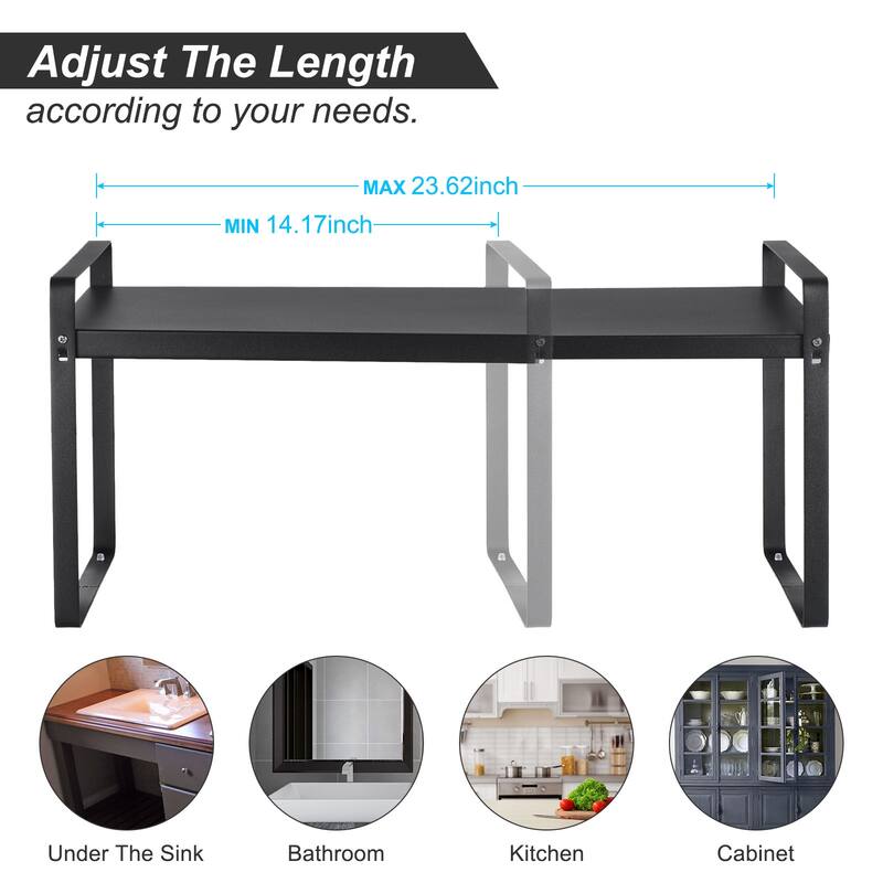 Expandable Cabinet Shelf Organizers, Stackable Counter Shelves