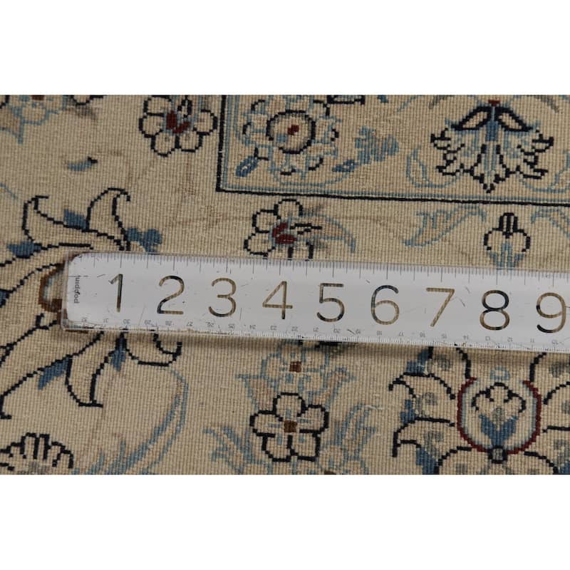 Wool & Silk Vegetable Dye Floral Nain Persian Area Rug Handmade Carpet - 8'2"x 10'9"