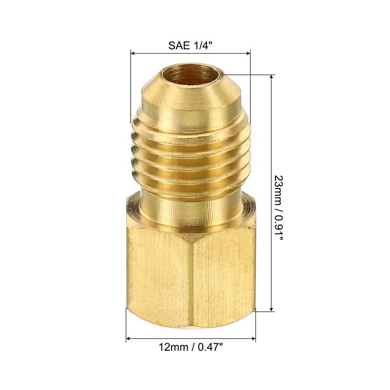 Brass Flared Plug, 5 Pack SAE Flare Tube Fitting 45 Degree Fittings - Brass Tone - Male 1/4"
